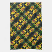 黒い目のスーザン花展開パターン キッチンタオル (縦)