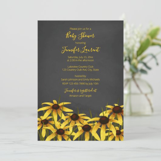 黒い目のスーザン野草の赤ちゃんシャワー 招待状 (スタンド正面)
