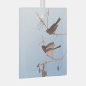 黒い目のユンコ・アウドゥボン裸枝に雪の鳥 ガラスオーナメント (正面右)