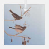 黒い目のユンコ・アウドゥボン裸枝に雪の鳥 ガラスオーナメント (裏面)