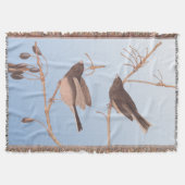 黒い目のユンコ・アウドゥボン裸枝に雪の鳥 スローブランケット (正面)