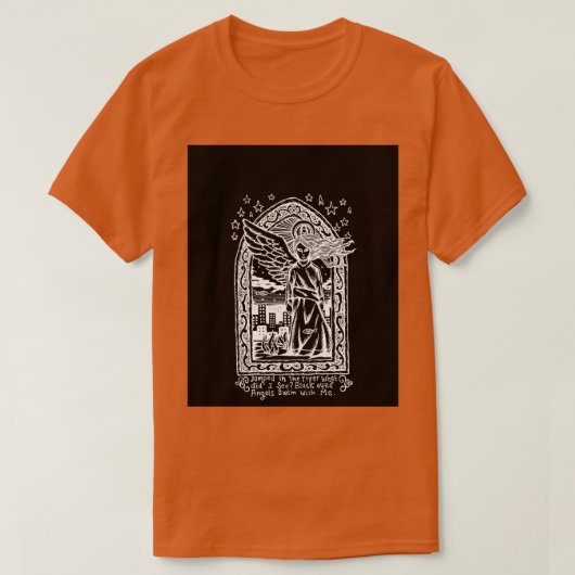 黒い目の天使の逆グラフィック Tシャツ (デザイン正面)