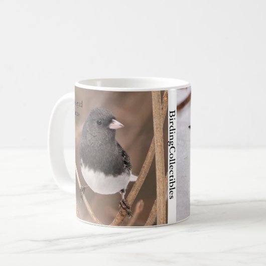 黒い目のJuncoコーヒーマグby BirdingCollectibles コーヒーマグカップ (正面左)