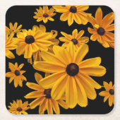 黒い目スーザンフラワーズスクエア紙コースター スクエアペーパーコースター (正面)