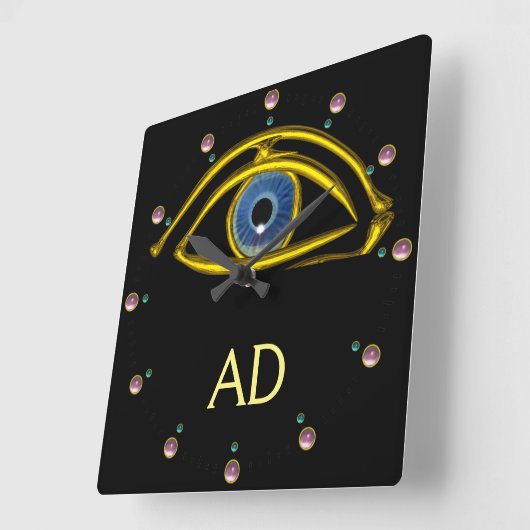 、黒い眼科医の記号眼青い眼科医 スクエア壁時計 (傾斜)