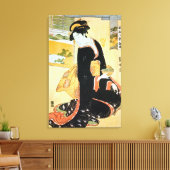黒い着物の女,豊国黒着物の女性，豊国，浮世姫 –  キャンバスプリント (インサイチュ (リビング))