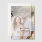 黒い矢印と日付写真結婚の ベラム紙招待状 (オフセット (カップル))