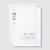 黒い矢印と日付写真結婚の ベラム紙招待状 (オフセット)