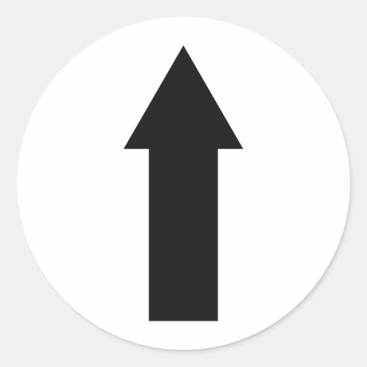 黒い矢印の上アイコン ラウンドシール (正面)