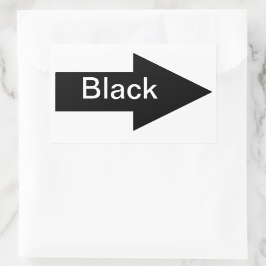 黒い矢印の標識シール 長方形シール (バッグ)