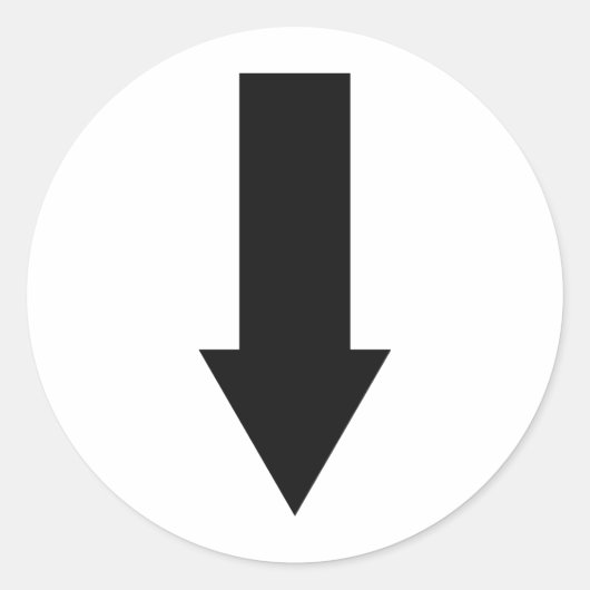 黒い矢印ダウンアイコン ラウンドシール (正面)