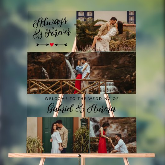 黒い矢印フォトコラージュいつも永遠に歓迎 アクリルサイン (ニュートラル)