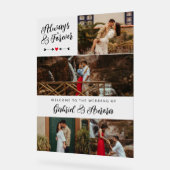 黒い矢印フォトコラージュいつも永遠に歓迎 アクリルサイン (傾斜)