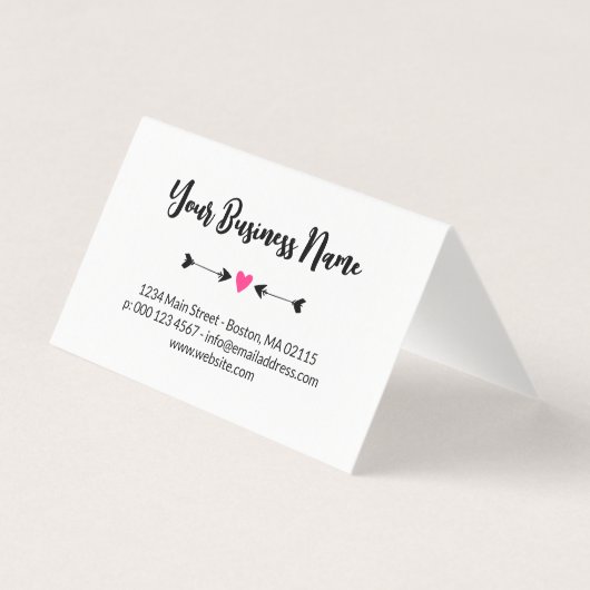 黒い矢印ホットピンクハートかわいいギフト証明書 (裏面)