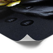 黒い石の上の白い蘭 ポスター (角)