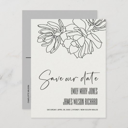 黒い砂漠のサボテン多肉性スケッチ日付を保存 案内ポストカード (正面/裏面)