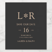 黒い砂 | ウェディングスタイリッシュ日付ワインを保存 ワインラベル (シングルラベル)