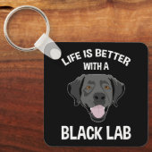 黒い研究室の方が生活が良い キーホルダー (正面)