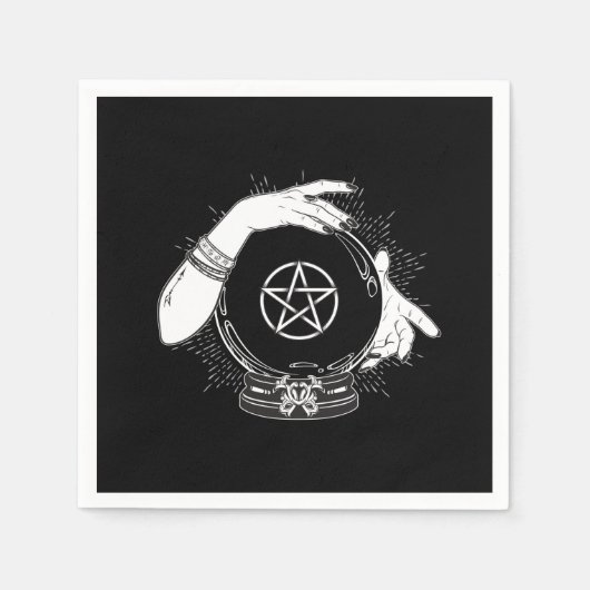 黒い神秘の占い師　神秘的な水晶玉 スタンダードカクテルナプキン (正面)