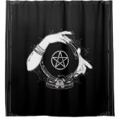 黒い神秘的な占い師の神秘的なクリスタルボール シャワーカーテン (正面)