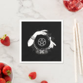 黒い神秘的な占い師の神秘的なクリスタルボール スタンダードカクテルナプキン (インサイチュ)