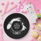 黒い神秘的な占い師の神秘的なクリスタルボール ペーパープレート (パーティー)