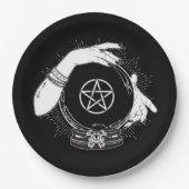 黒い神秘的な占い師の神秘的なクリスタルボール ペーパープレート (正面)