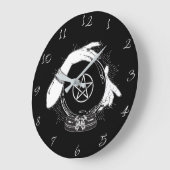黒い神秘的な占い師の神秘的なクリスタルボール ラージ壁時計 (傾斜)
