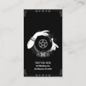 黒い神秘的な占い師の神秘的なクリスタルボール 名刺 (裏面)