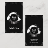 黒い神秘的な占い師の神秘的なクリスタルボール 名刺 (正面/裏面)