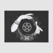 黒い神秘的な占い師の神秘的なクリスタルボール 薄葉紙 (正面)