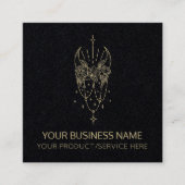 黒い神秘的な月と星 スクエア名刺 (正面)