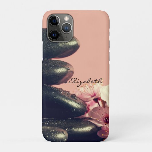 黒い禅ストーンと花 Case-Mate iPhoneケース (裏)