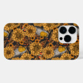 黒い秋の庭のロビンズ iPhoneケース (裏面横)
