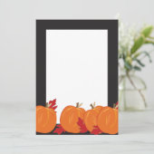 黒い秋の招待状のカボチャそして葉 招待状 (スタンド正面)
