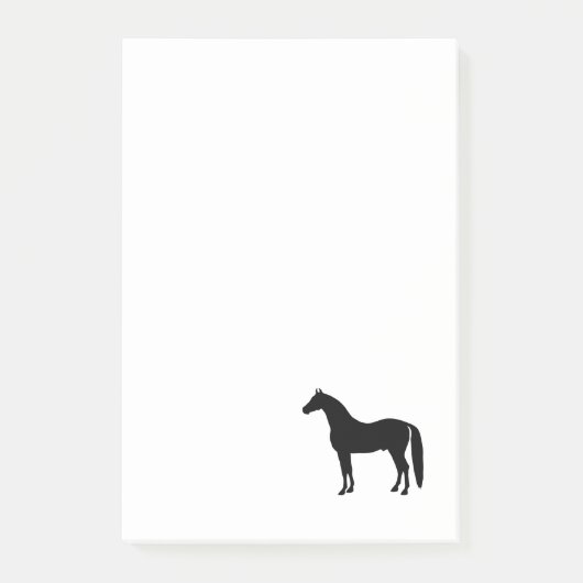 黒い種馬のエレガントな馬のシルエットのスケッチ ポストイット (正面)