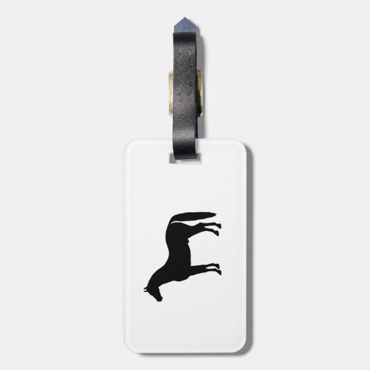 黒い種馬のエレガントな馬のシルエットのスケッチ ラゲッジタグ (裏面縦)