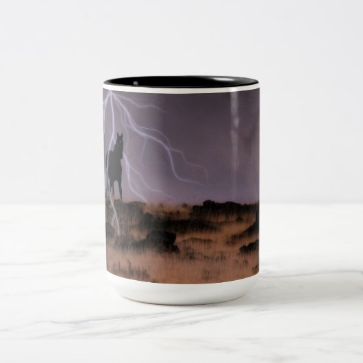 黒い種馬のマグのブードゥー及び魔法 ツートーンマグカップ (中央)