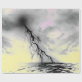 黒い稲妻と黄色い包み付き夜空 ラッピングペーパー (フラット)