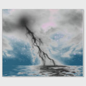 黒い稲妻ブルー海ギフトラップと夜空 ラッピングペーパー (フラット)