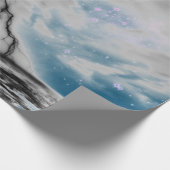 黒い稲妻ブルー海ギフトラップと夜空 ラッピングペーパー (角)