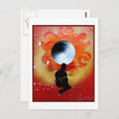 黒い穴の太陽が影の男の後ろに ポストカード (正面/裏面)