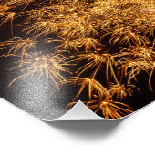 黒い空に対する黄色いスターバスト花火 フォトプリント            (角)