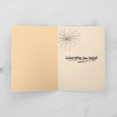 黒い空の誕生日の金ゴールドの花火 カード (内部)
