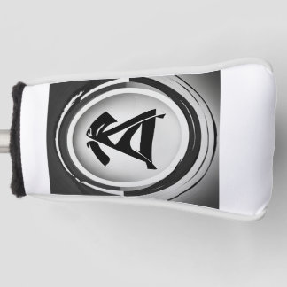 黒い空手ベルト、ロゴ、黒と白のアイ。 ゴルフヘッドカバー