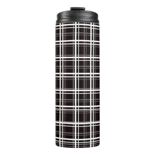 黒い窓ガラス格子格子ストライプパターンデザイン タンブラー (正面)