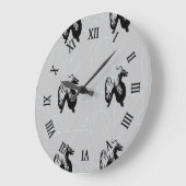 黒い竜を灰色に ラージ壁時計 (傾斜)
