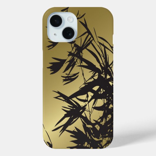 黒い竹の葉金ゴールドミニマルモダンリスト禅 Case-Mate iPhoneケース (裏面)