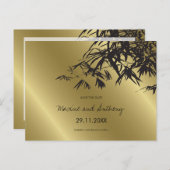 黒い竹の離れ金ゴールドアジアの日付を保存 案内ポストカード (正面/裏面)