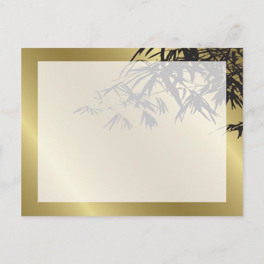 黒い竹の離れ金ゴールドアジアの日付を保存 案内ポストカード (裏面)